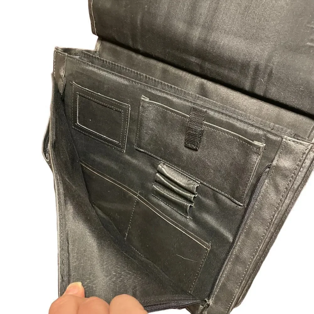 Leather look black laptop briefcase messenger  bag -NWT